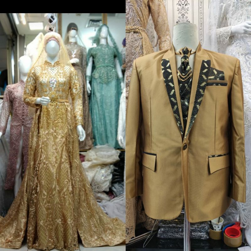 GAUN COUPLE PENGANTIN EKOR MEWAH//BAJU WEDDING MODERN//JAS