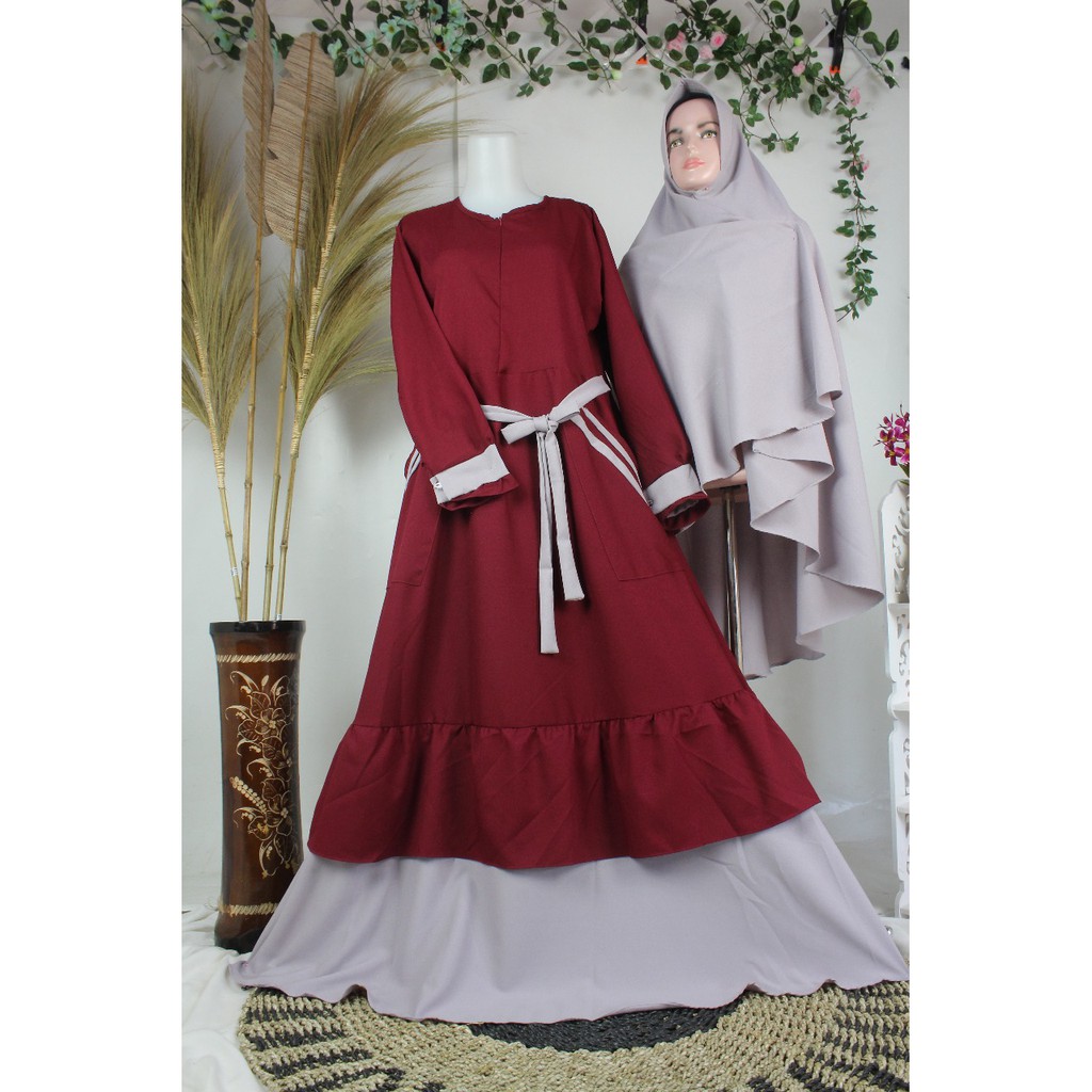 Gamis set jilbab SYARI terbaru RIBELLA itycrepe premium remaja muslimah fashion wear style