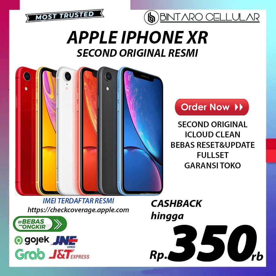 iPhone XR 256GB 128GB 64GB Garansi Resmi Black / White / Red