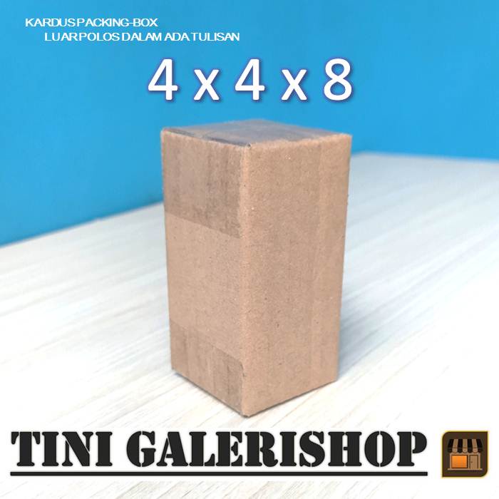 Kardus Packing Box Kecil Uk.4x4x8 cm Luar Polos Dalam Ada Tulisan