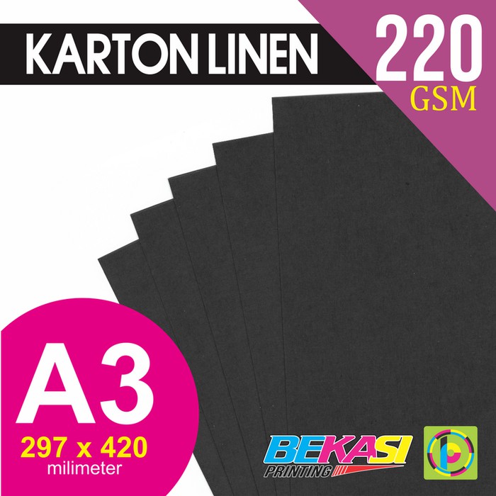 

Langsung Order Karton Linen 220 Gram Black Hitam Ukuran A3 29,7x42 cm Murah