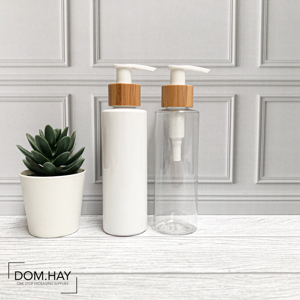 Botol Plastik Pump Wood 150ml RF Dish Soap Sabun Body Hand Wash Shampoo Gel Oil Minyak Kemasan Plast