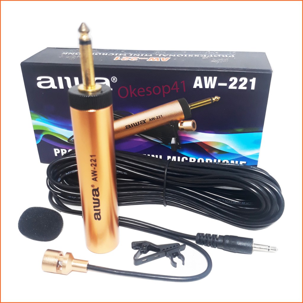 Aiwa Microphone Clip On AW-221 Mic Jepit Mic Imam Kabel