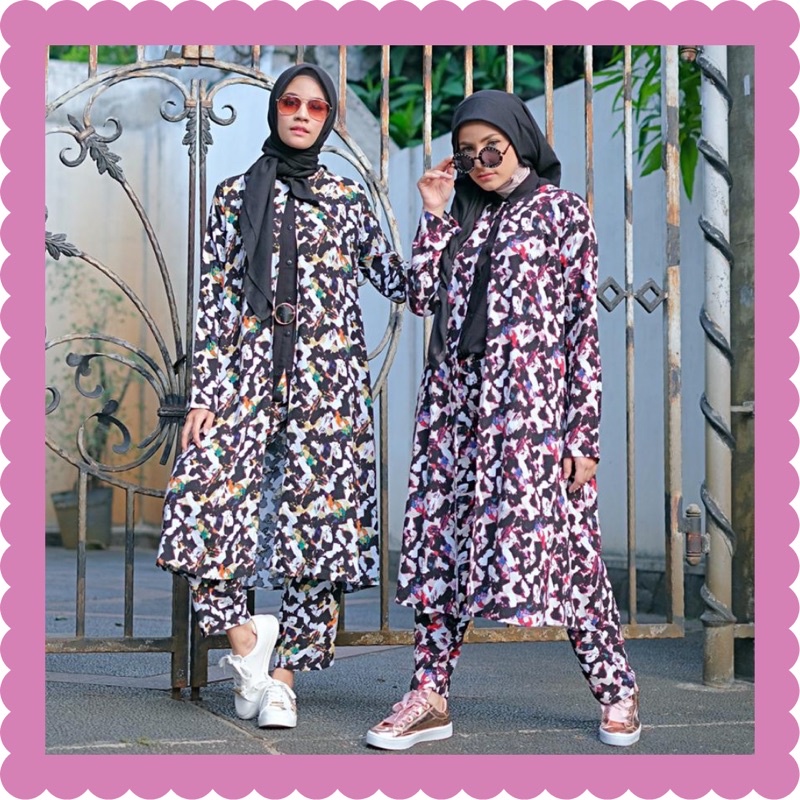 Ounadoutfit MOZAIC set outer / setelan muslim wanita / oneset outer motif wanita / set celana muslim / setelan panjang wanita