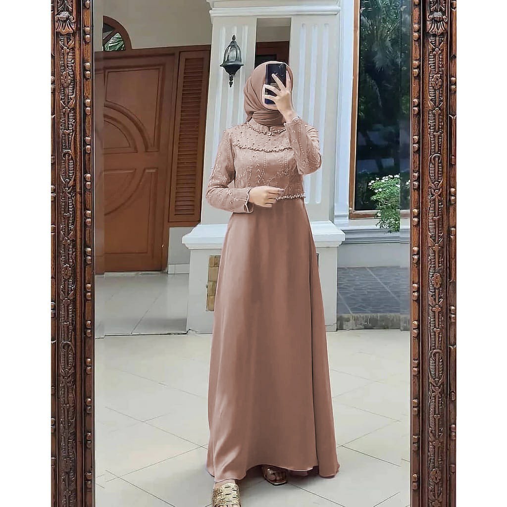 HELEN MAXY SONIA DRESS SIZE STANDAR DAN JUMBO MUTIARA MAXY BRUKAT JUMBO MODERN GAMIS KONDANGAN SIMPLE MEWAH LILAC WARNA WARDAH GAMIS BRUKAT SUPER JUMBO