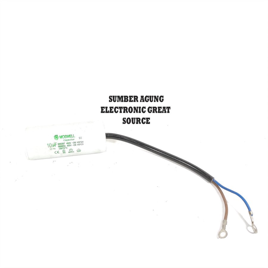 Kapasitor 10uf Tabung Bulat Merk Moswell Capacitor Listrik Pompa Air K