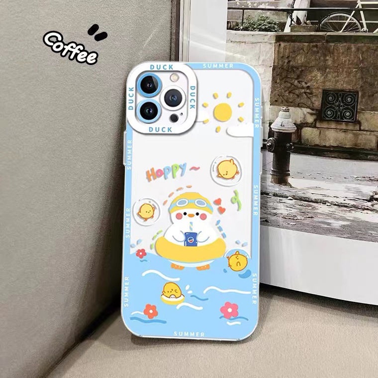 Soft Case Silikon TPU Transparan Motif Bebek Untuk IPhone 14 6 6S 7 8 Plus X XS XR 11 12 13 Pro Max