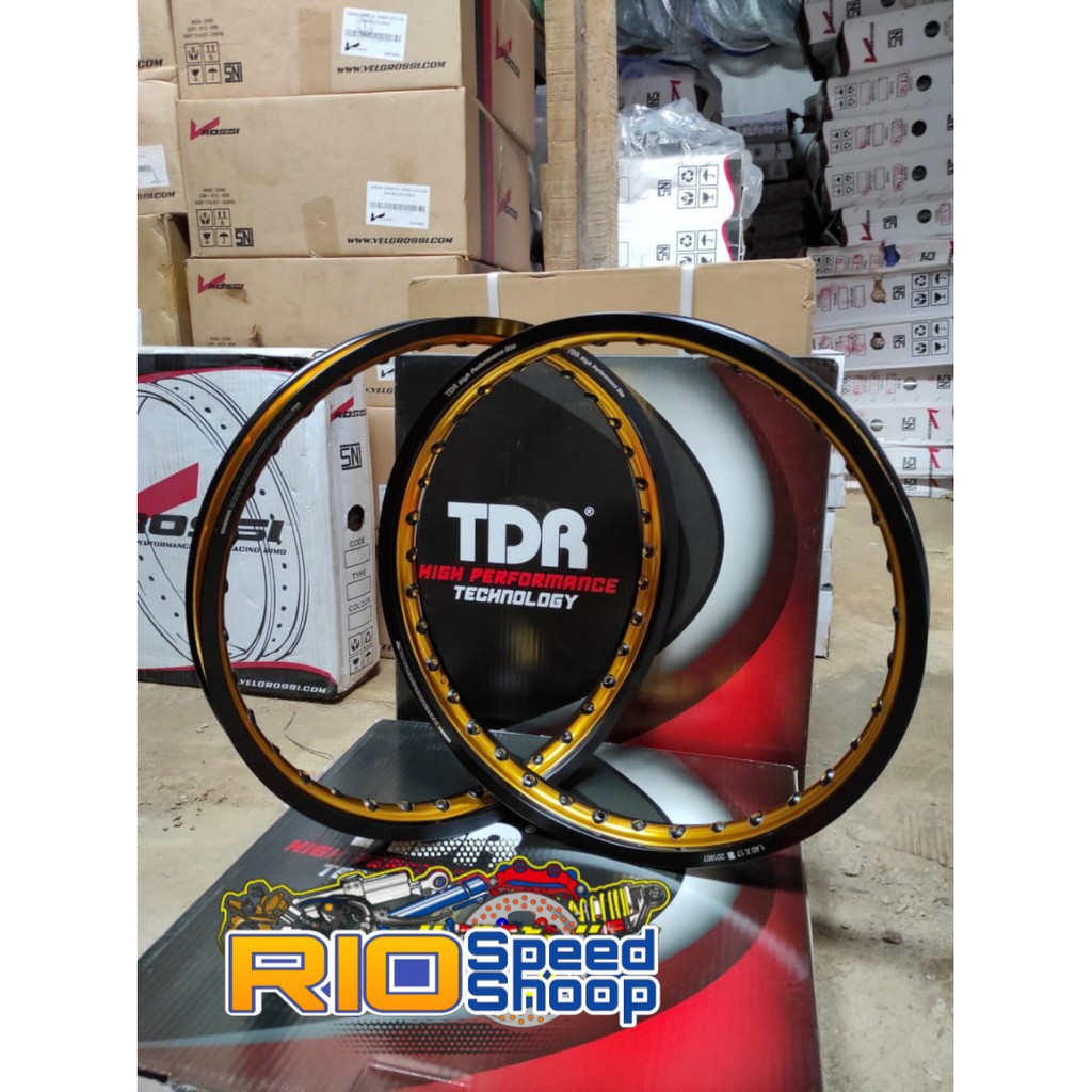 VELG TDR TWOTOONE BLACK GOLD RING 17 UKURAN 140/140