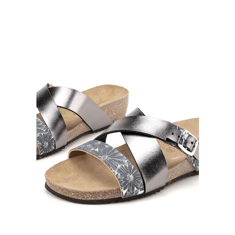 SANDAL SLIDE KULIT GRUNLAND WANITA ORIGINAL FLAT CASUAL ABU-ABU GRW25