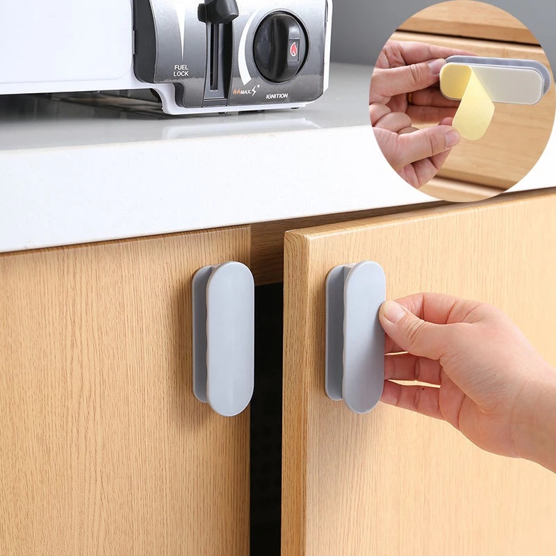 2 Pcs Punch-free Plastic Self Adhesive Window Cabinet Handles / Door Wardrobe Drawer Toilet Handles