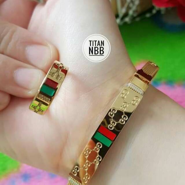 Set gelang + cincin Titanium