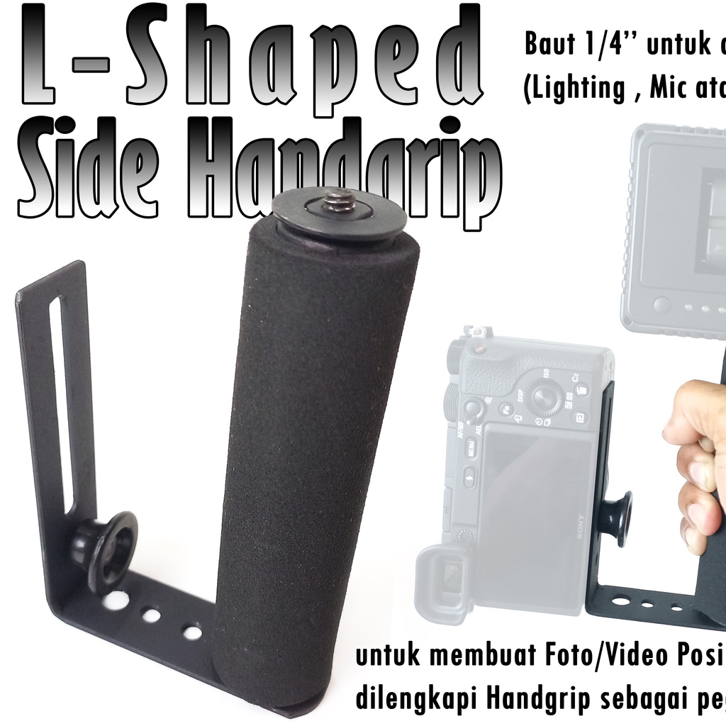 L Shaped Shape Plate Bracket Side Handgrip Camera Kamera Rig untuk Foto Video Portrait Vertikal Vertical DSLR Mirroless Action Cam Smartphone