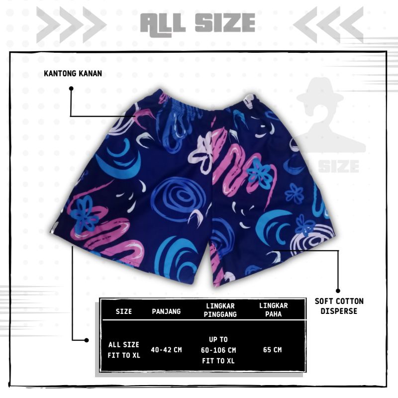 [ 45 MOTIF ] celana pendek boxer/kolor santai pria/wanita remaja/dewasa motif kotak/keramik hitam putih biru-M 25