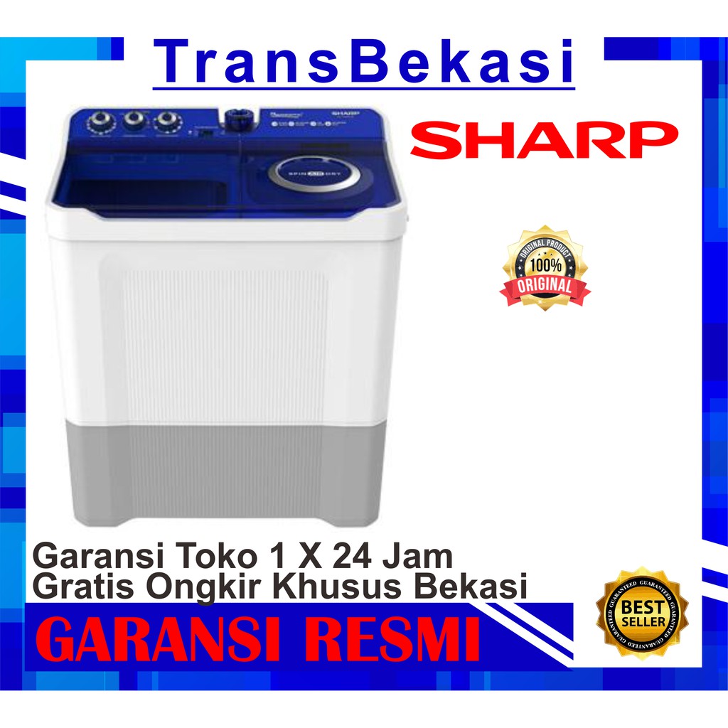 Mesin Cuci Sharp EST1290WA / Mesin Cuci 2 Tabung Sharp 12Kg