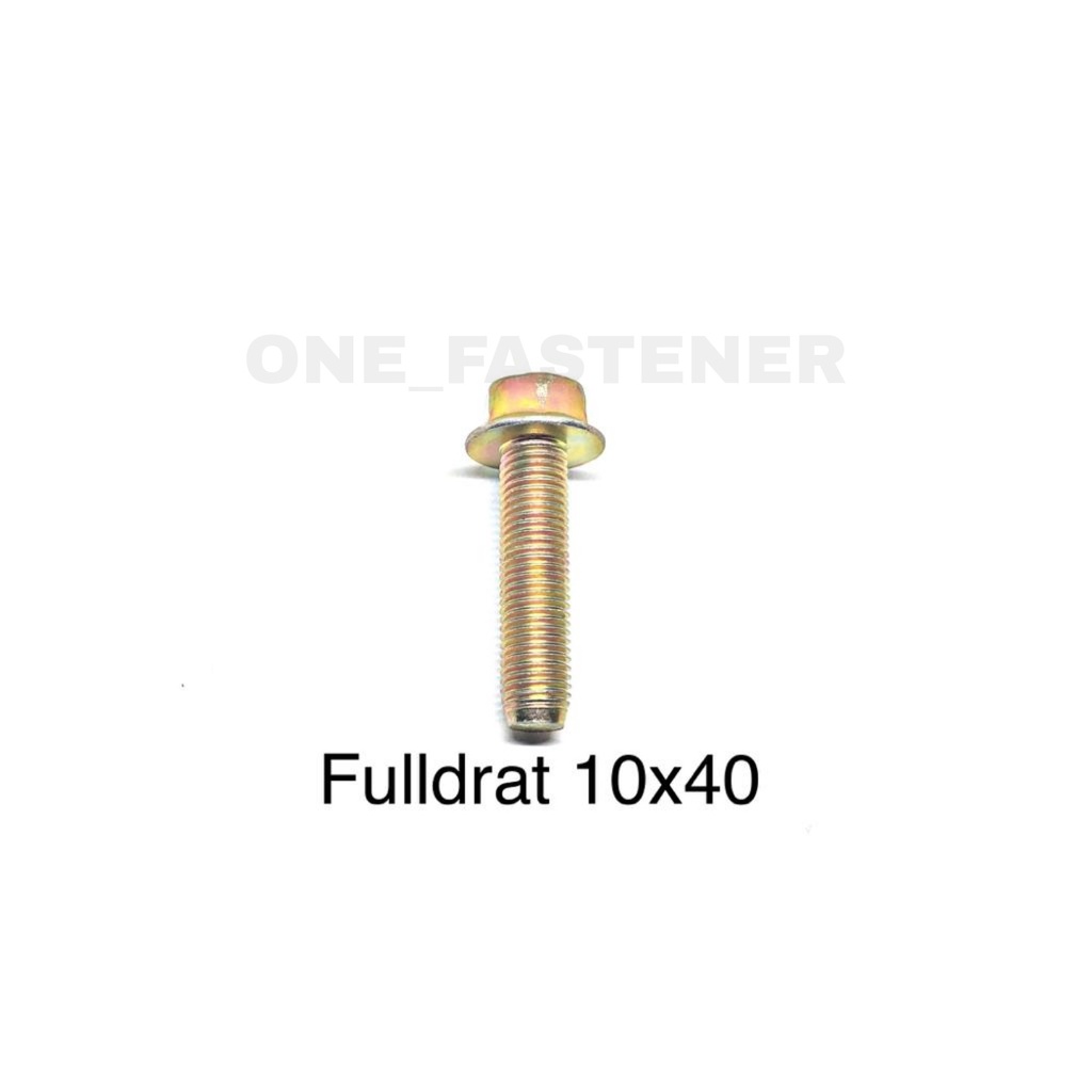 Fulldrat Baut Flange Bolt M10X40 Kuning Flange baut shock 14 topi 4cm