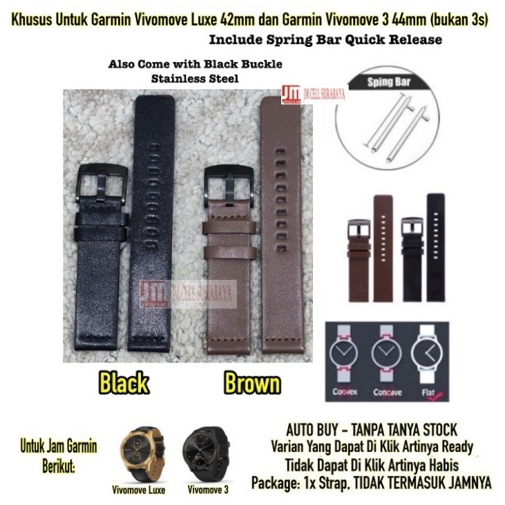 Strap Garmin Vivomove Luxe 42mm / Vivomove 3 44mm - Modern Leather