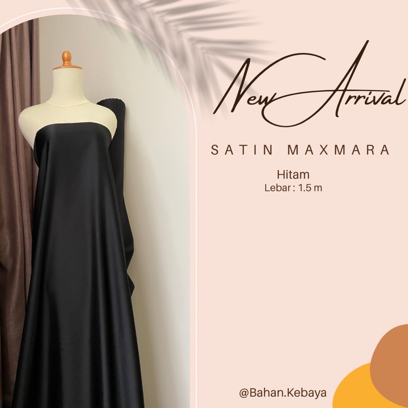 Kain Satin Premium Silk Bahan Maxmara Original Warna Hitam Black