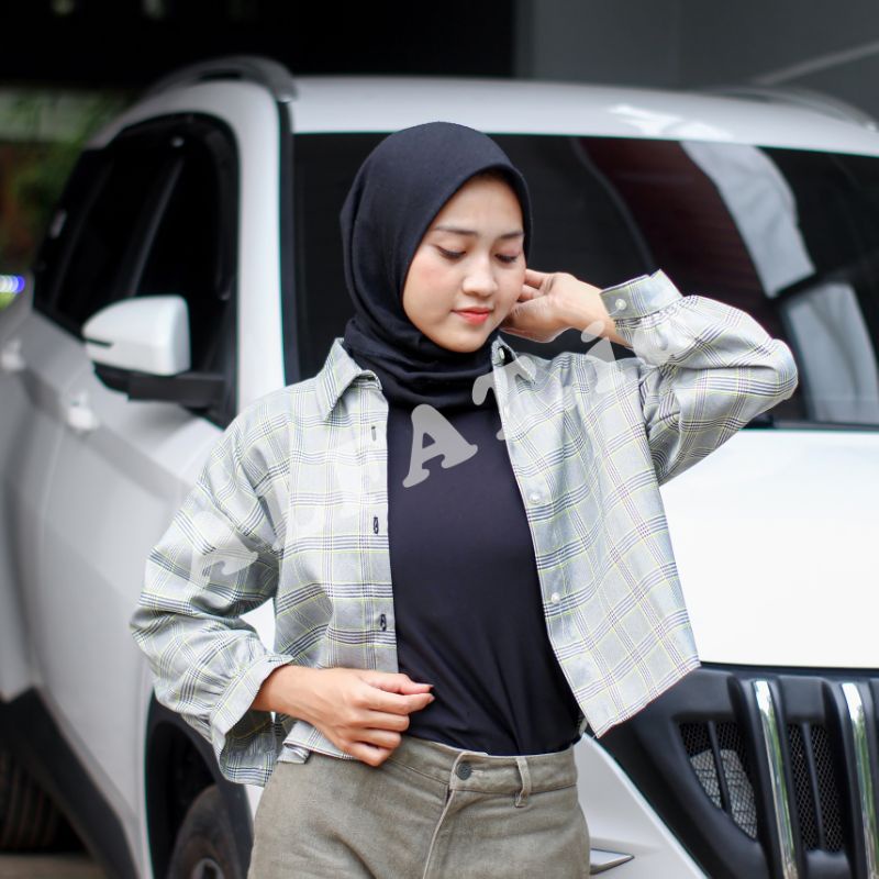 crop top tartan / crop top flanel / kemeja crop wanita-4