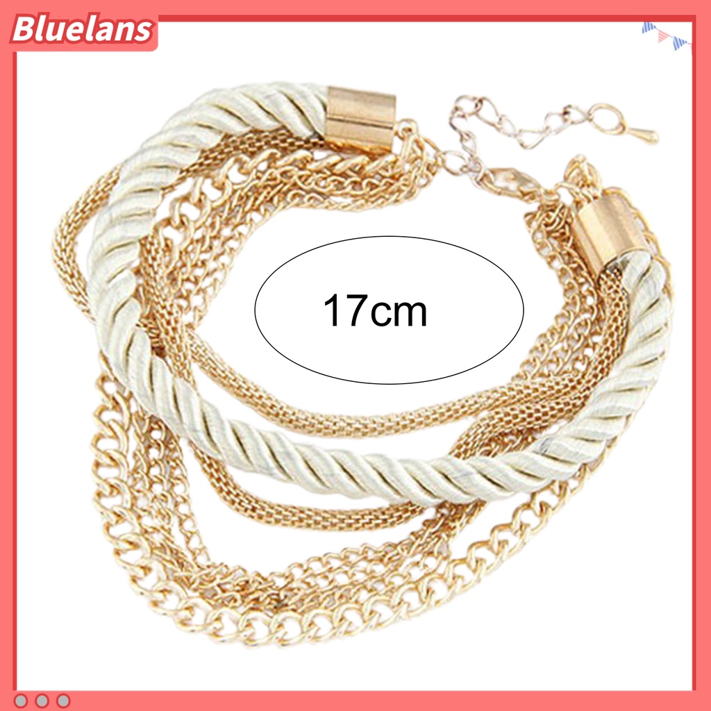 Gelang Rantai Multilayer Adjustable Bahan Alloy Metal Untuk Wanita