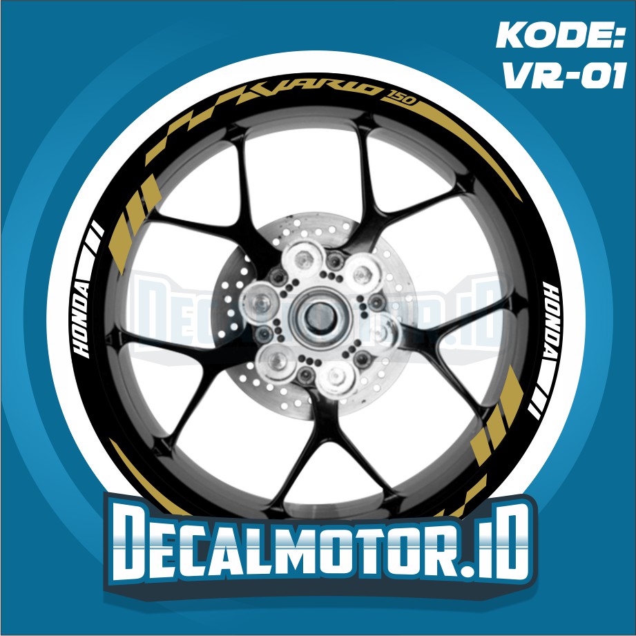 Decalmotor Sticker Cutting Sticker Lis Velg Vario 150 List Velg vario 125 VR01 Gold Putih