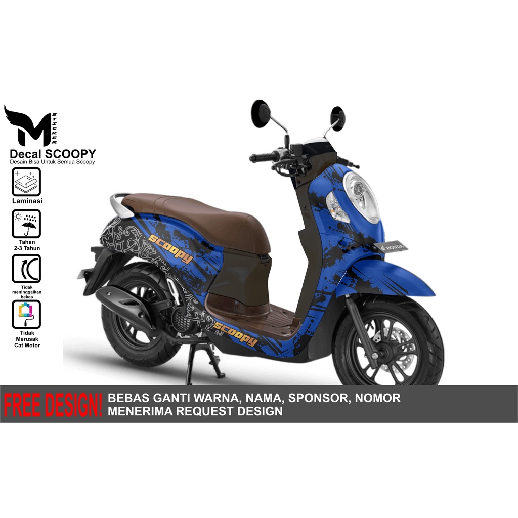 Decal Scoopy full body New Fi biru