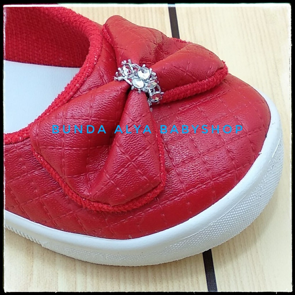 Sepatu Anak Perempuan Umur 3 4 Tahun Pita MERAH - Sepatu Anak Cewek Casual Nyaman Alas Karet Anti Licin Size 29 - 30