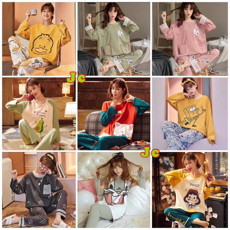 JC- STELAN IMPORT PP / Stelan piyama kaos import / Stelan tidur wanita muslimah panjang / Piyama Wanita Import Terbaru