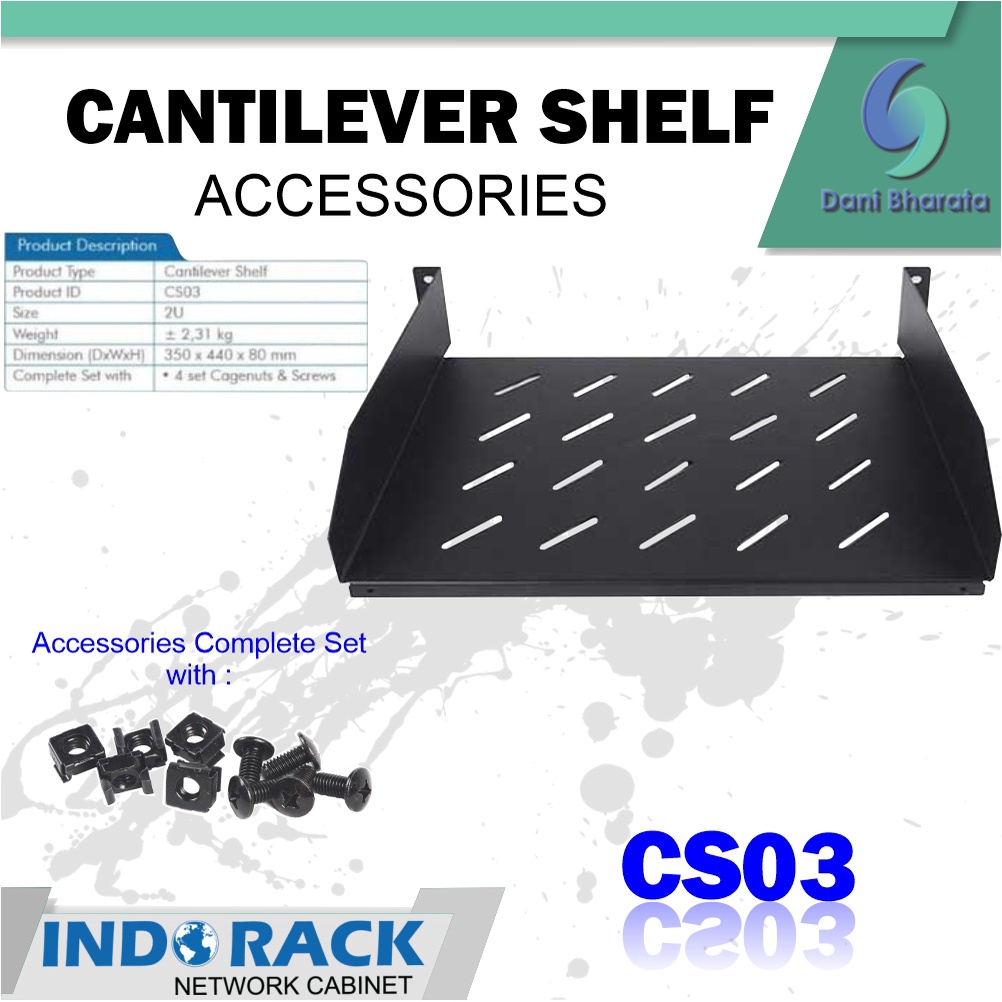 Indorack Accessories Cantilever Shelf 2U Depth 550mm