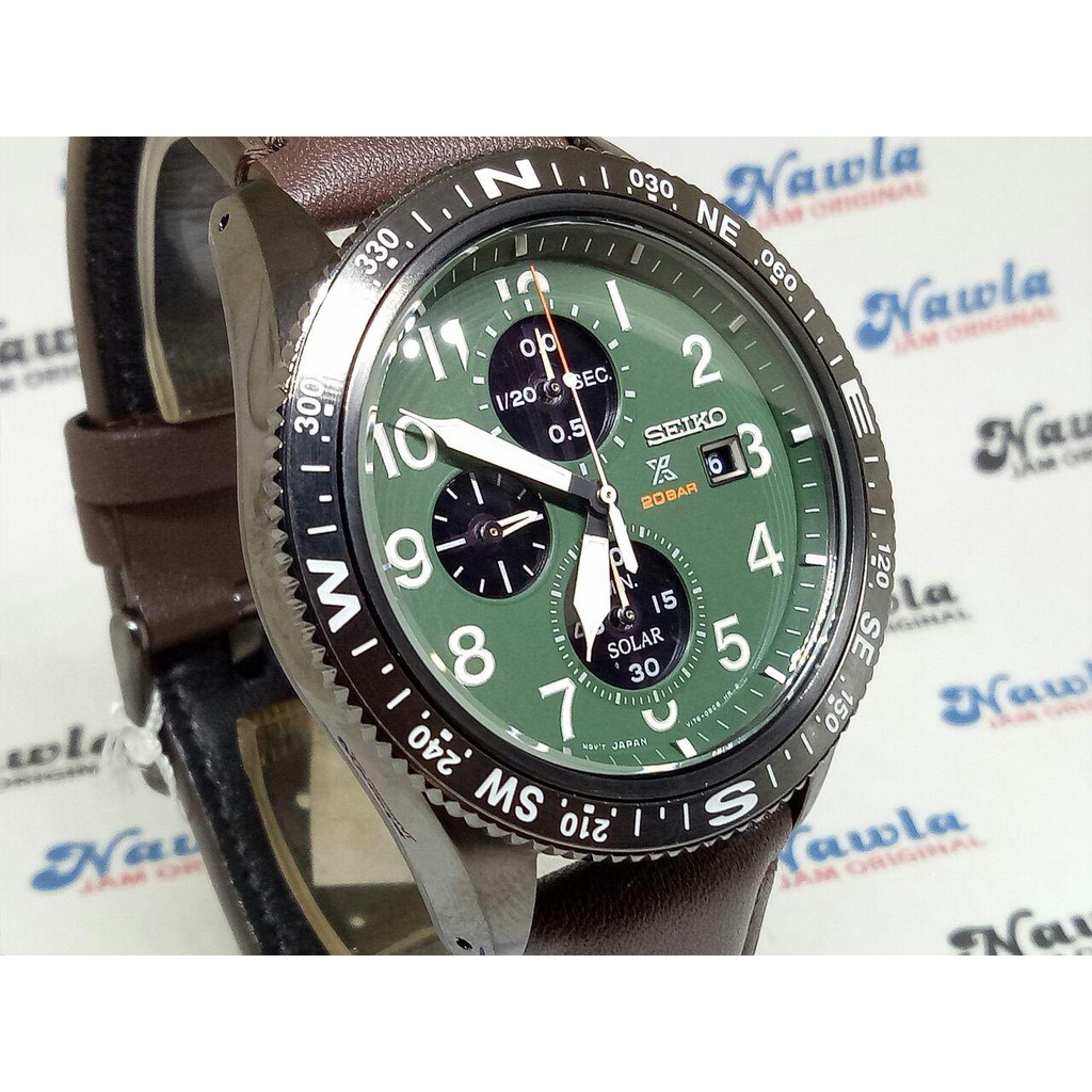 Seiko Prospex SSC739P1 Solar Chronograph Green - Jam Tangan Pria SSC739