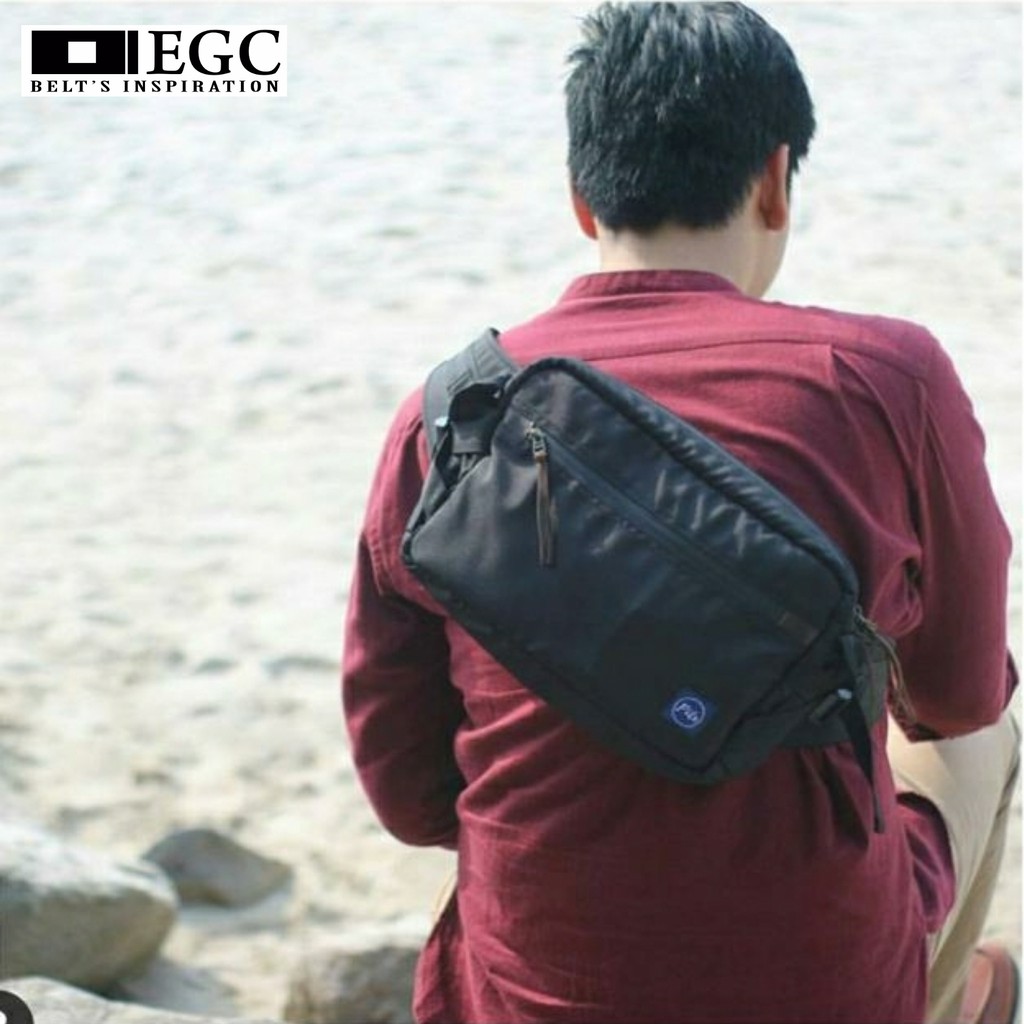 Tas Slempang Kanvas Pria Sling Bag Cowok Travel Bag Laki Tas Kecil Cowo Selempang - SLING-BAG-KOTAK-GA