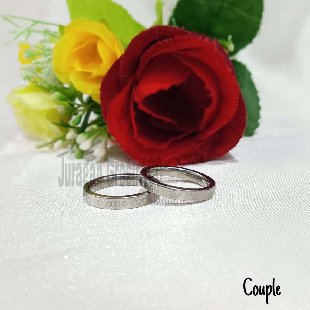 CINCIN Titanium PART 3SILVER COUPLE/PASANGAN  perhiasan fashion Korea anti karat&amp;anti luntur