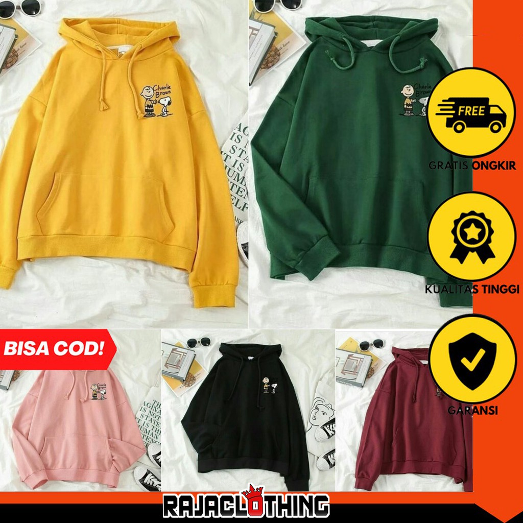 RCL - JAKET SWEATER CHARLIE BROWN CARTOON SWEATER HODIE TOPI WANITA