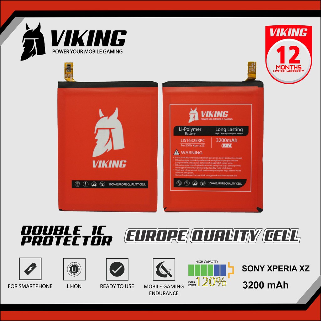 Baterai Viking 3200mAh Sony Xperia XZ LIS1632ERPC - Double Power