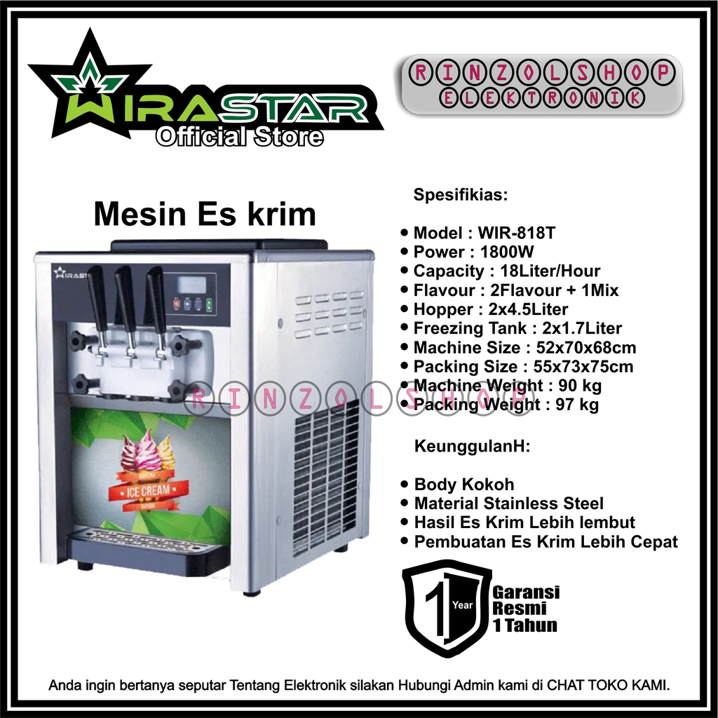 MESIN ICE CREAM WIRASTAR WIR-818T 3 TUAS