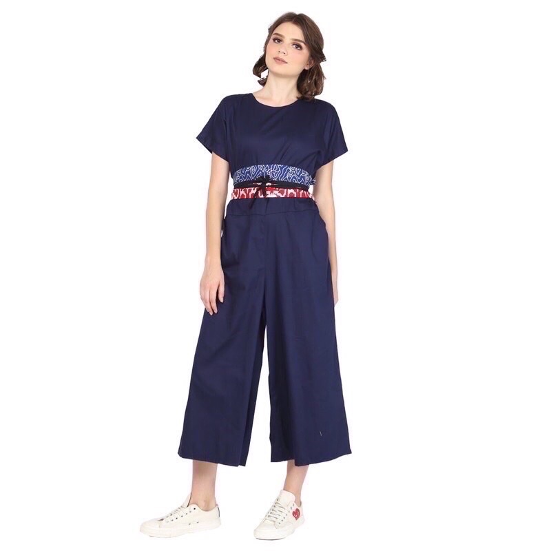 SIMPLE 8 Zara Jumpsuit Polos Dengan Obi Batik Cap
