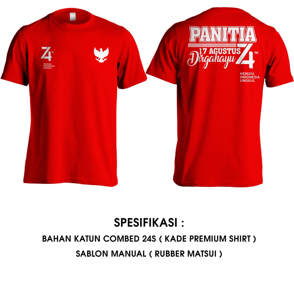 Kaos Panitia Hut Kemerdekaan Ri 74 C02 Xs Xxxl Baju Hut Ri