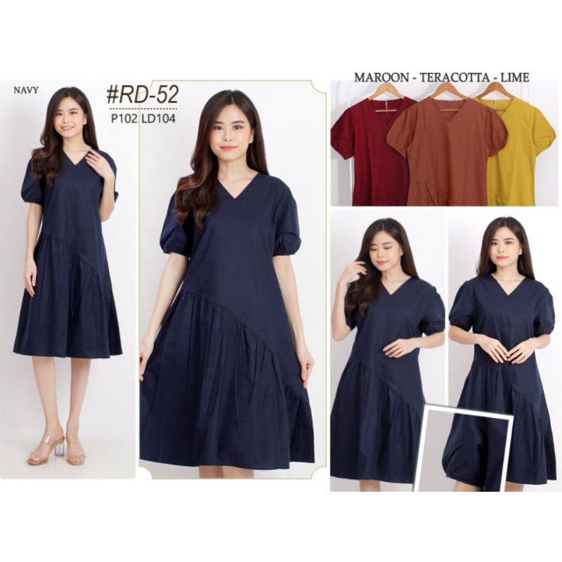 BV RD-52 /Dress Fashion Wanita/ Dress Katun Polos