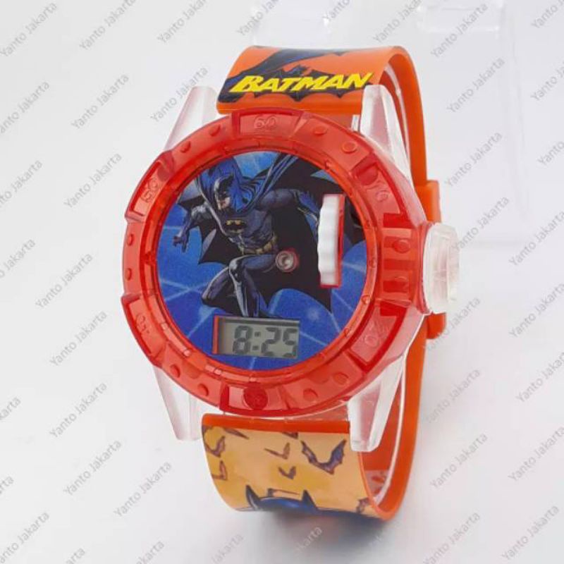 (Cod)Jam Tangan Anak&quot; Laser Batman Melody Lampu Strap Rubber(Dikirim Jakarta)