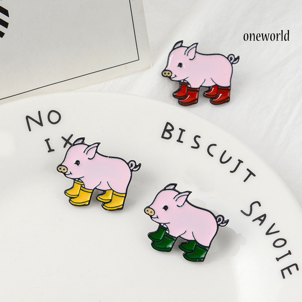 OW@ Lapel Brooch Cute Pig Shapes Alloy Unisex Collar Brooch for Gifts