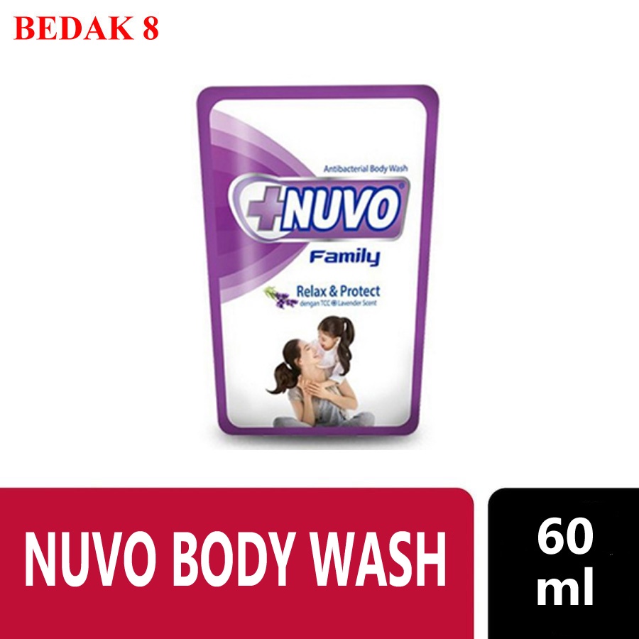 Nuvo Sabun Mandi Cair Anti Bakterial Pouch 60 ml/ Nuvo Body Wash Refil 60 ml