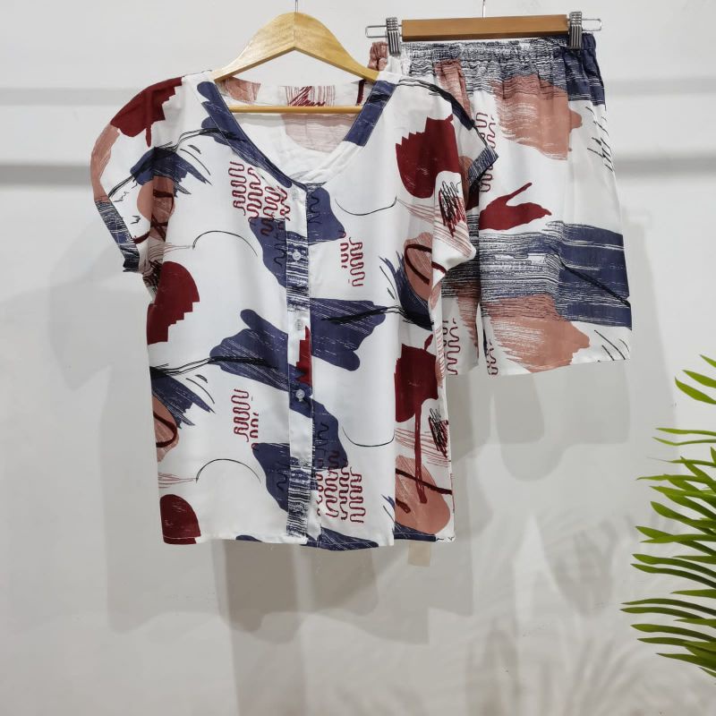 PIYAMA KANCING PENDEK HITS PIYAMA KANCING BUSUI | PIYAMA RAYON | HOMEWEAR-PDV Z