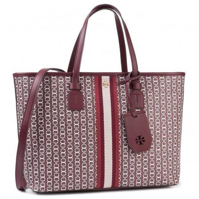 authentic tory burch gemini link small tote strip