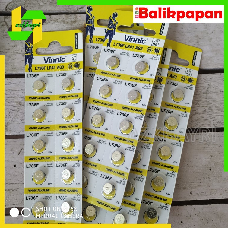 Baterai Battery L736F LR41 AG3 VINNIC Alkaline Batre Kancing Jam