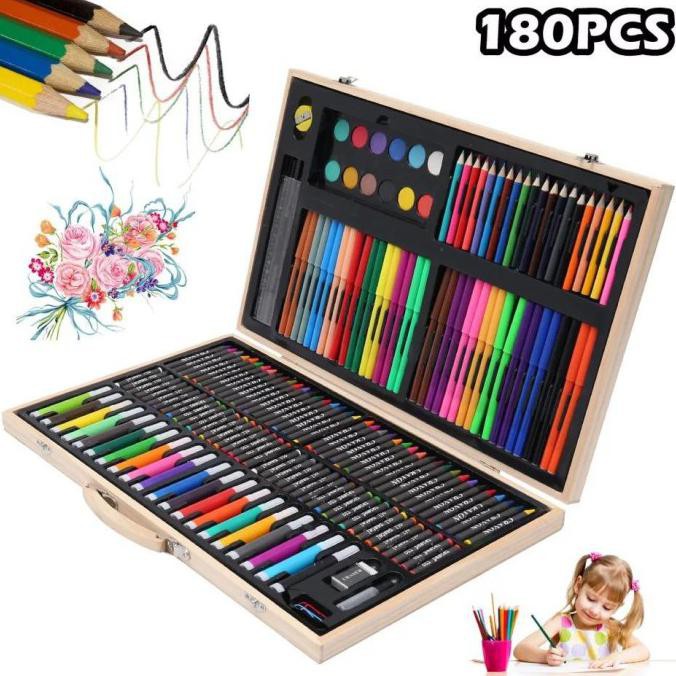 

Crayon Set 180 Pcs Alat Gambar Box Kayu Alat Tulis & Lukis Menggambar