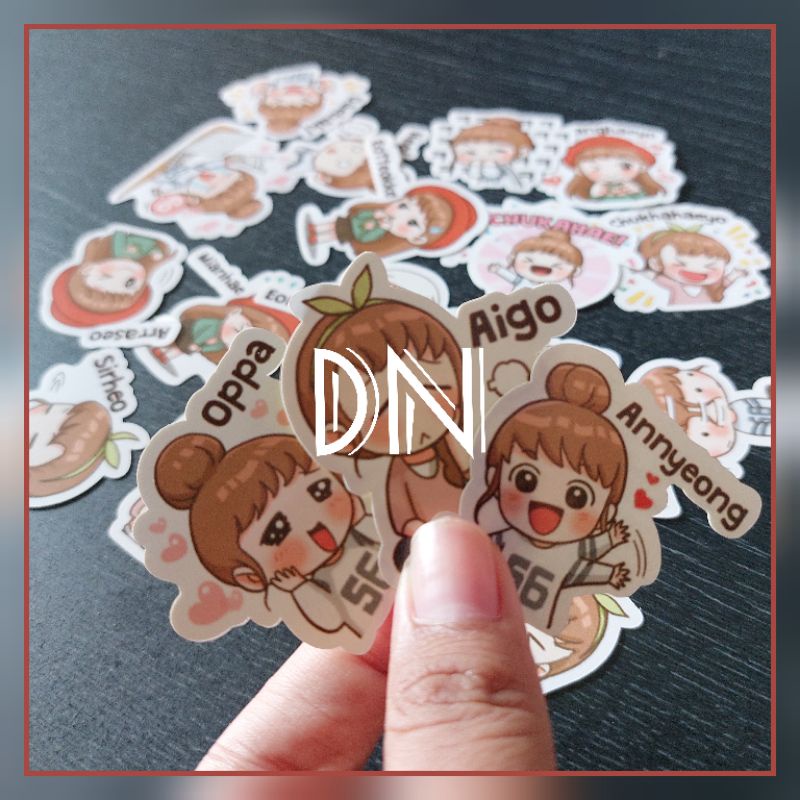 

isi 19 pcs stiker kertas karakter korean chibi sticker glossy karakter line