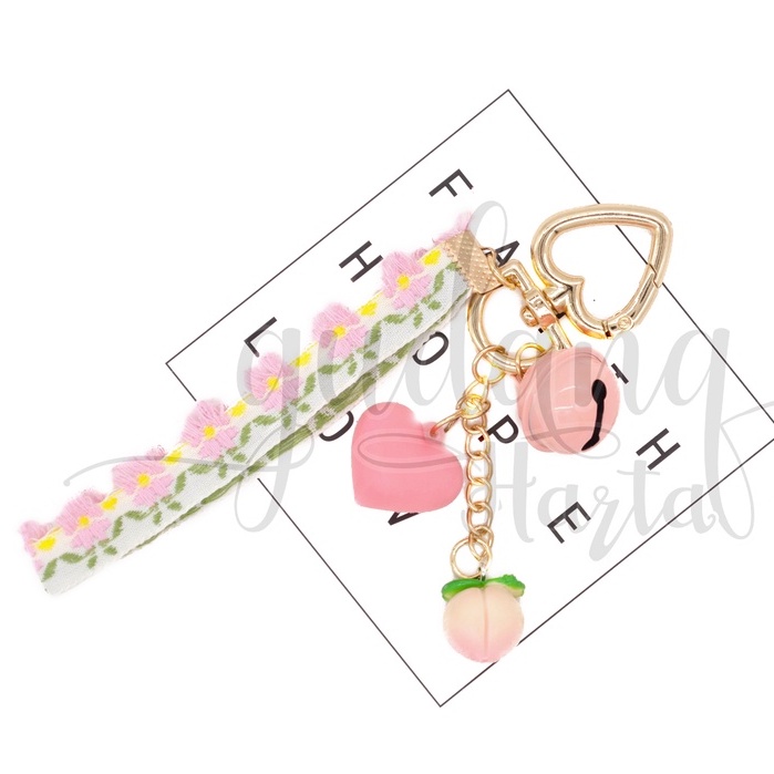 Gantungan Kunci Sweet Peach Keychain Motif Buah Peach Pink GH 302014