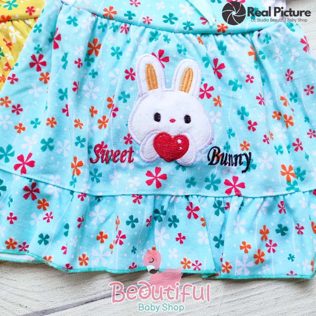 Baby.ou - Dress Bayi Perempuan Motif Bunga Bunny / Rok Baju Bayi Perempuan  Merk Rifky / Baju Bayi Perempuan