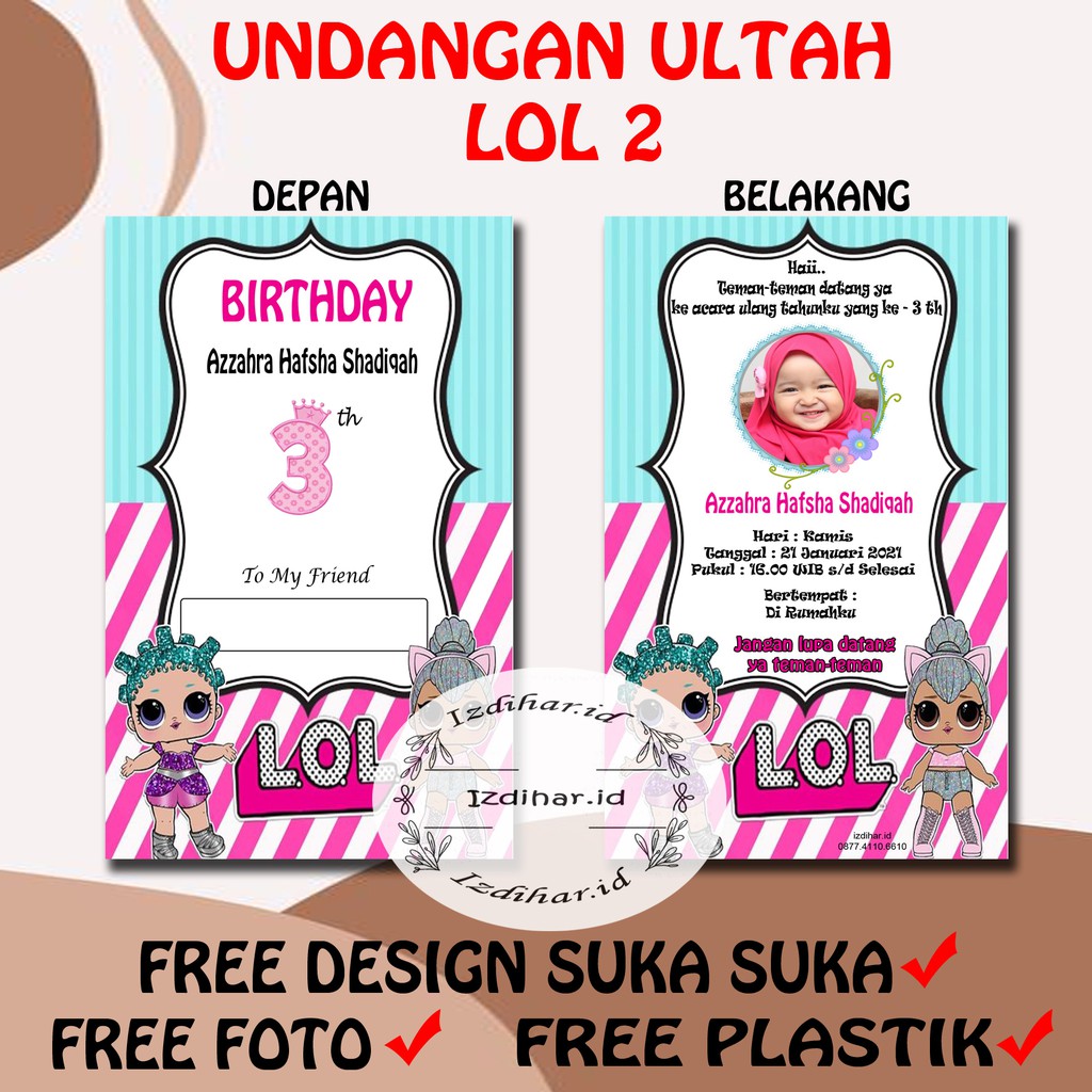 (UNDANGAN ULTAH) /Undangan ulang tahun / undangan ultah / undangan cetak / cetak undangan