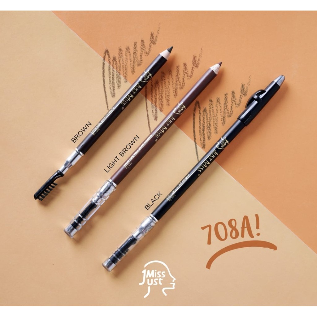 Justmiss eyebrow pencil 708A sikat dan serut / pensil alis sikat dan serut