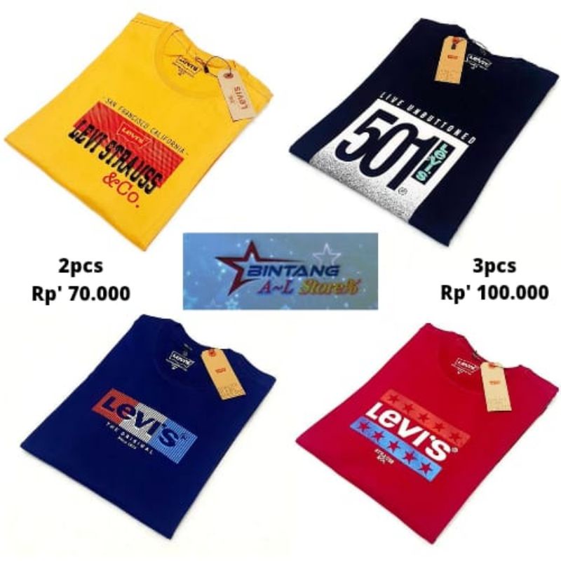 [COD] BELI 1 DAPAT 3PCS KAOS PRIA KWALITAS PREMIUM / KAOS LEVISS / Kaos pria /  KAOS DISTRO ORIGINAL(Kaos Leviss)